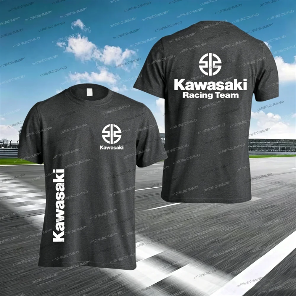 Sommer Herren T-Shirt Top Motorrad Kawasaki T-Shirt Kawasaki Logo Racing Team Herren T-Shirt 100% Baumwolle Weiß Damen T-Shirts