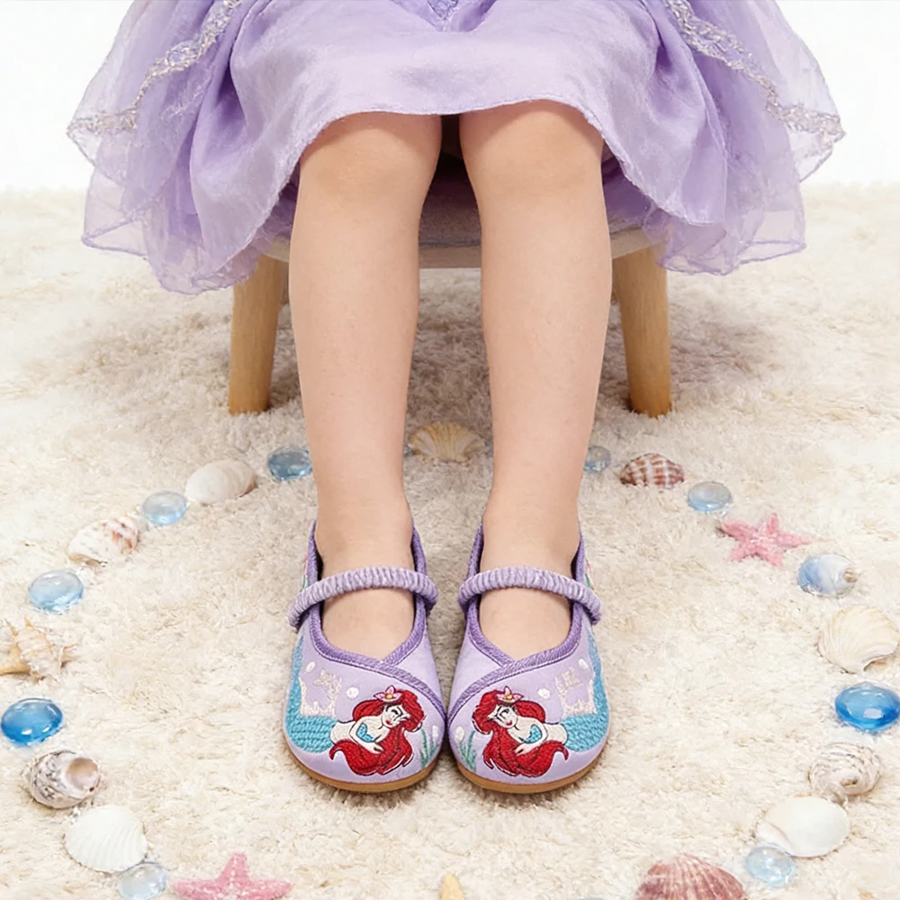2023 neue Vintage Wohnungen Schuhe Für Mädchen Geburtstag Karneval Party Meerjungfrau Cosplay Schuhe Kinder Komfortable Stickerei Prinzessin Schuhe
