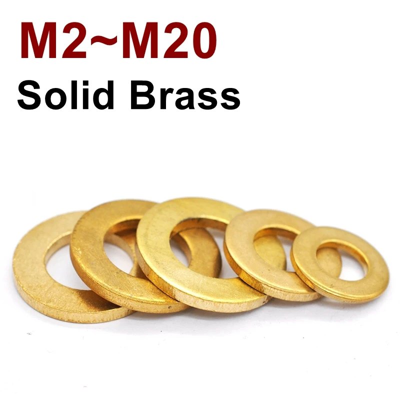 Messing flache waschmaschine shim Messing dichtung M2 M 2,5 M3 M4 M5 M6 M8 M10 M12Meson Pad Blatt Metall Kragen Image