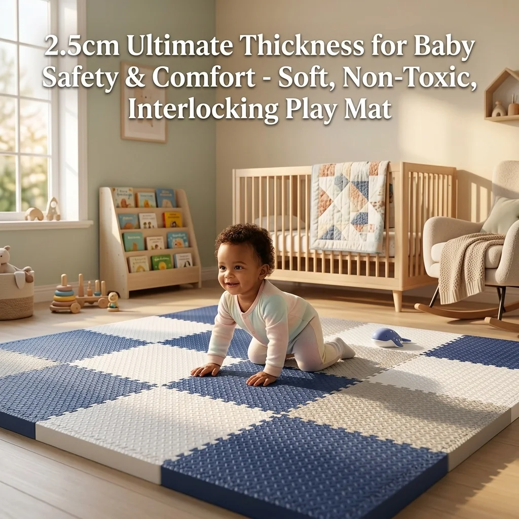 8 Stück 60x60cm Dicke 25mm Professionelle Ineinandergreifende EVA-Schaumstoff-Spielmatte für Kinder Weiche Wasserdichte Puzzle-Matten Teppich Image