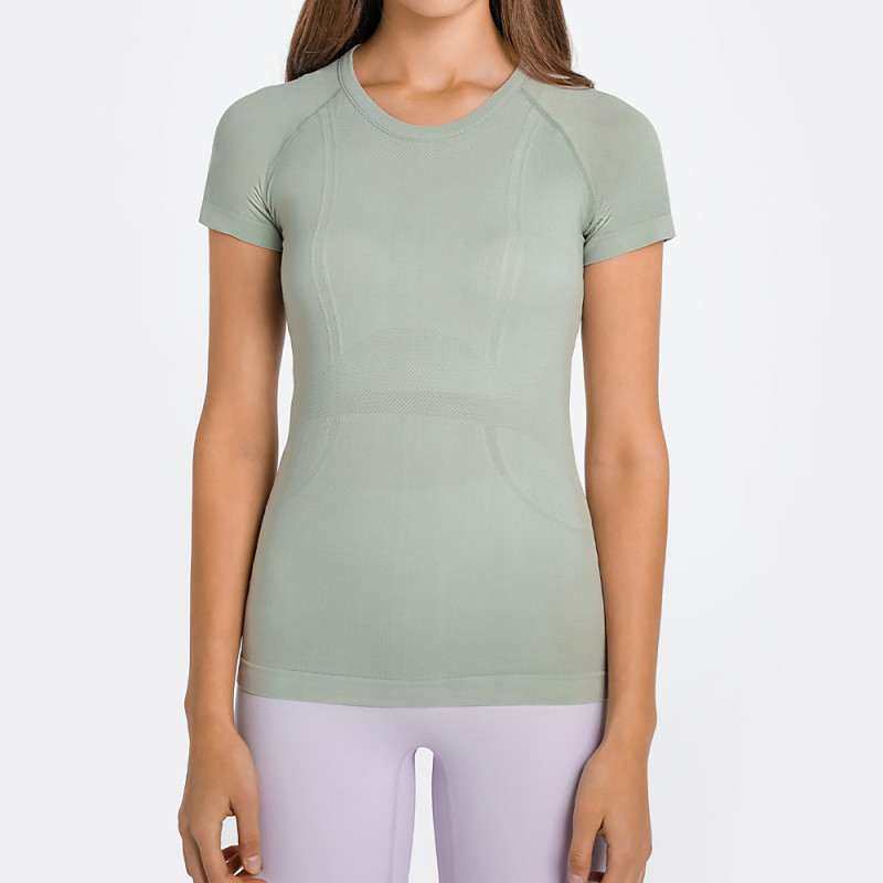 Women's pilates top Workout Shirt Yoga T-shirt Crew Neck Skin Friendly Lightweight Comfortable Sporty Short Sleeve Sports Solid Color Top For Gym Workout Running Fitness Activewear