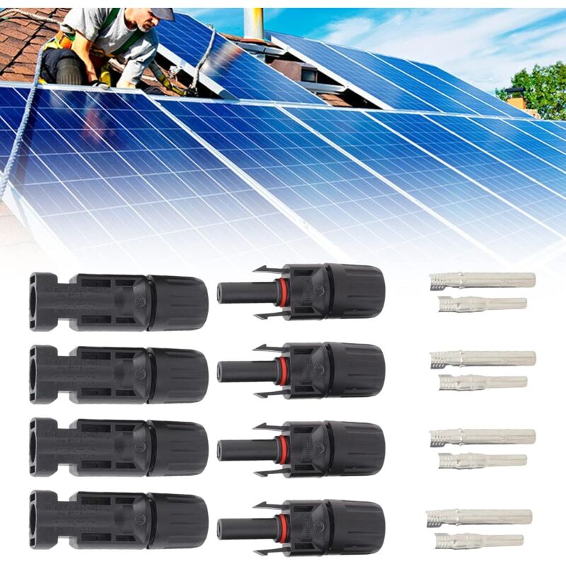 Dpzo - Connettore Solare, Connettore Mc4, Connettore Pv, Connettore Solare Fotovoltaico, Connettori Per Cavi Pannello Solare Maschio/femmina, Guarnizione Impermeabile, Per Pannello Solare Fotovoltaico, 4 Cop