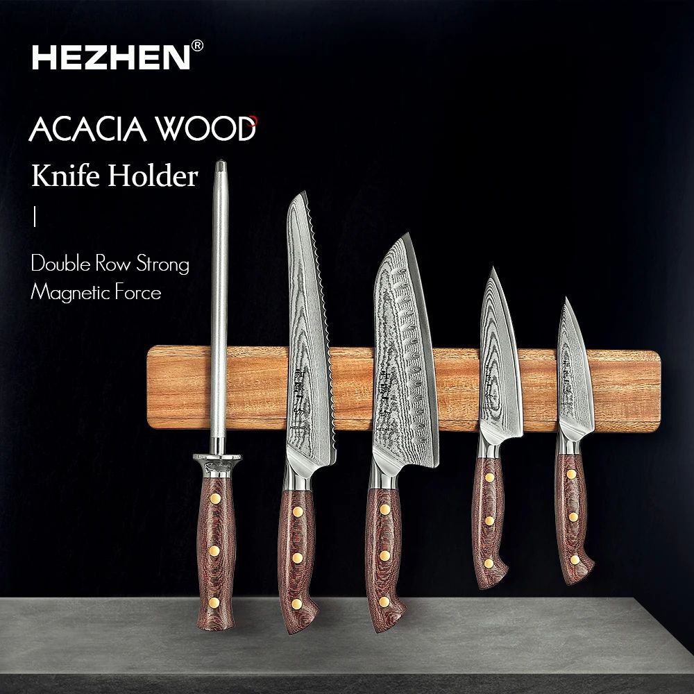Acacia Wood Magnetic Knife Holder Wall Mount Kitchen Knife Storage Rack Acacia Wood Magnetic Knife Holder Wall Mount Kitchen Knife Storage Rack