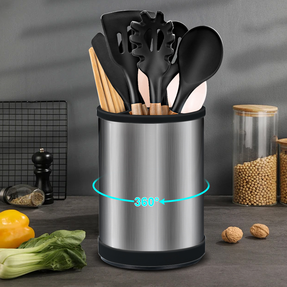 Rotating Stainless Steel Utensil Holder & Cutlery Organizer Rotating Stainless Steel Utensil Holder & Cutlery Organizer