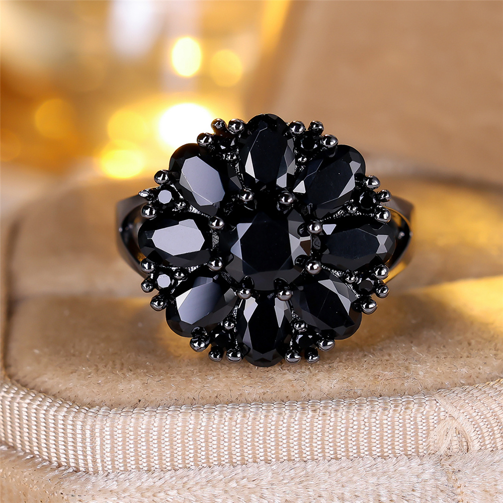 Midnight Promise Black Zircon Engagement Ring For Women black 8