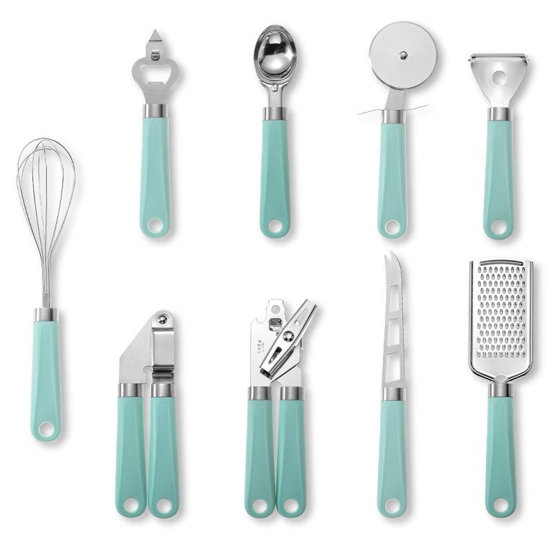 Stainless Steel Kitchen Utensil Set Plastic Handle Multifunction Kitchen Gadgets black
