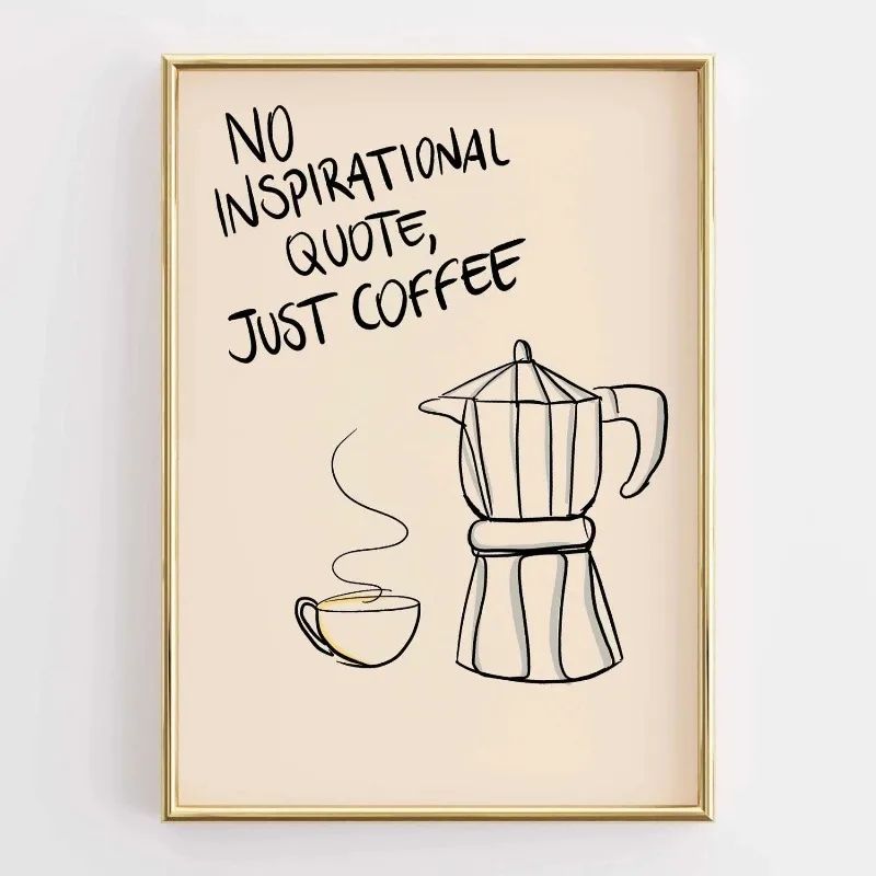 Funny Kitchen Wall Art Coffee Lover Poster Retro Kitchen Decor Quote Canvas Print 6 50x70cm Unframed