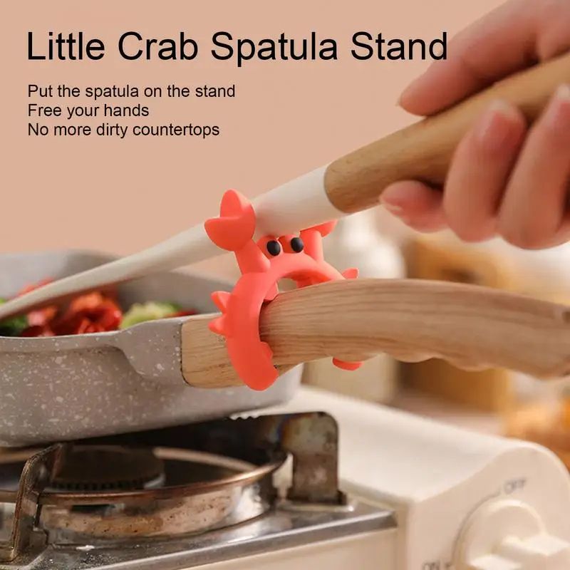 CrabGrip Silicone Utensil Rest Heat Resistant Spoon Rest For Stove & Kitchen Counter red