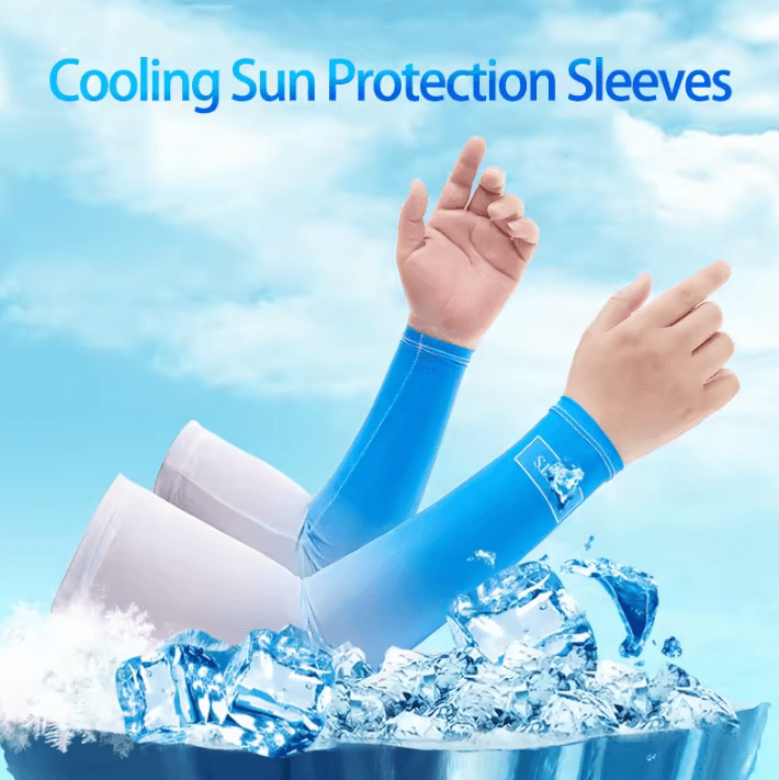Gradient Ice Silk Arm Sleeves UV Sun Protection Cooling Covers For Men & Women blue m