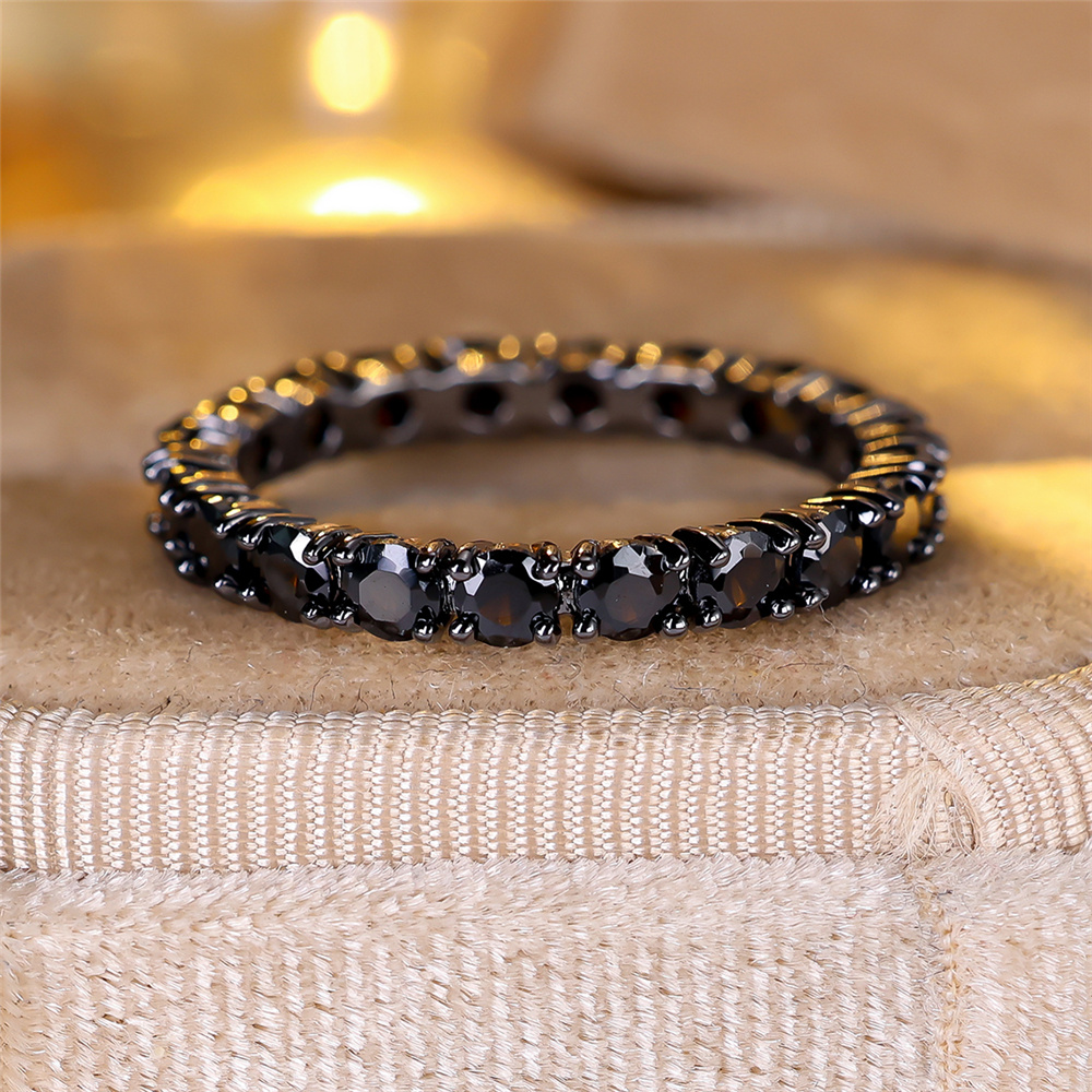 Elegant Black Zircon Engagement Ring For Women Promise & Wedding Jewelry black 10