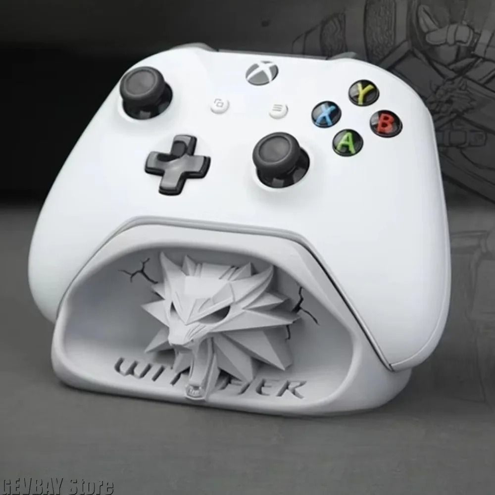 Wizard Wolf Head Controller Stand Xbox Gamepad Display Holder Desk Decor grey