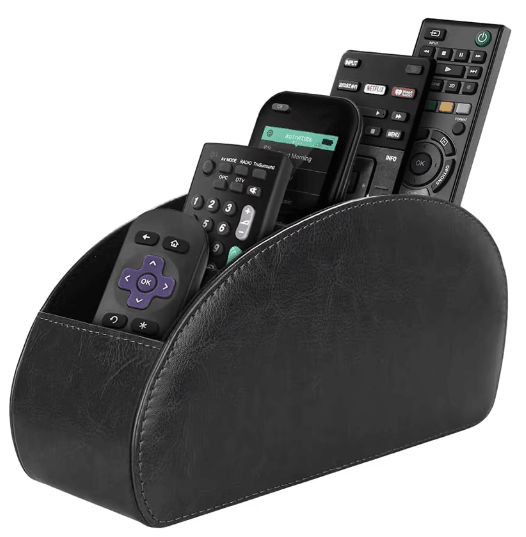 LMETJMA PU Leather Remote Control Holder 5 Compartment Desktop Organizer grey L