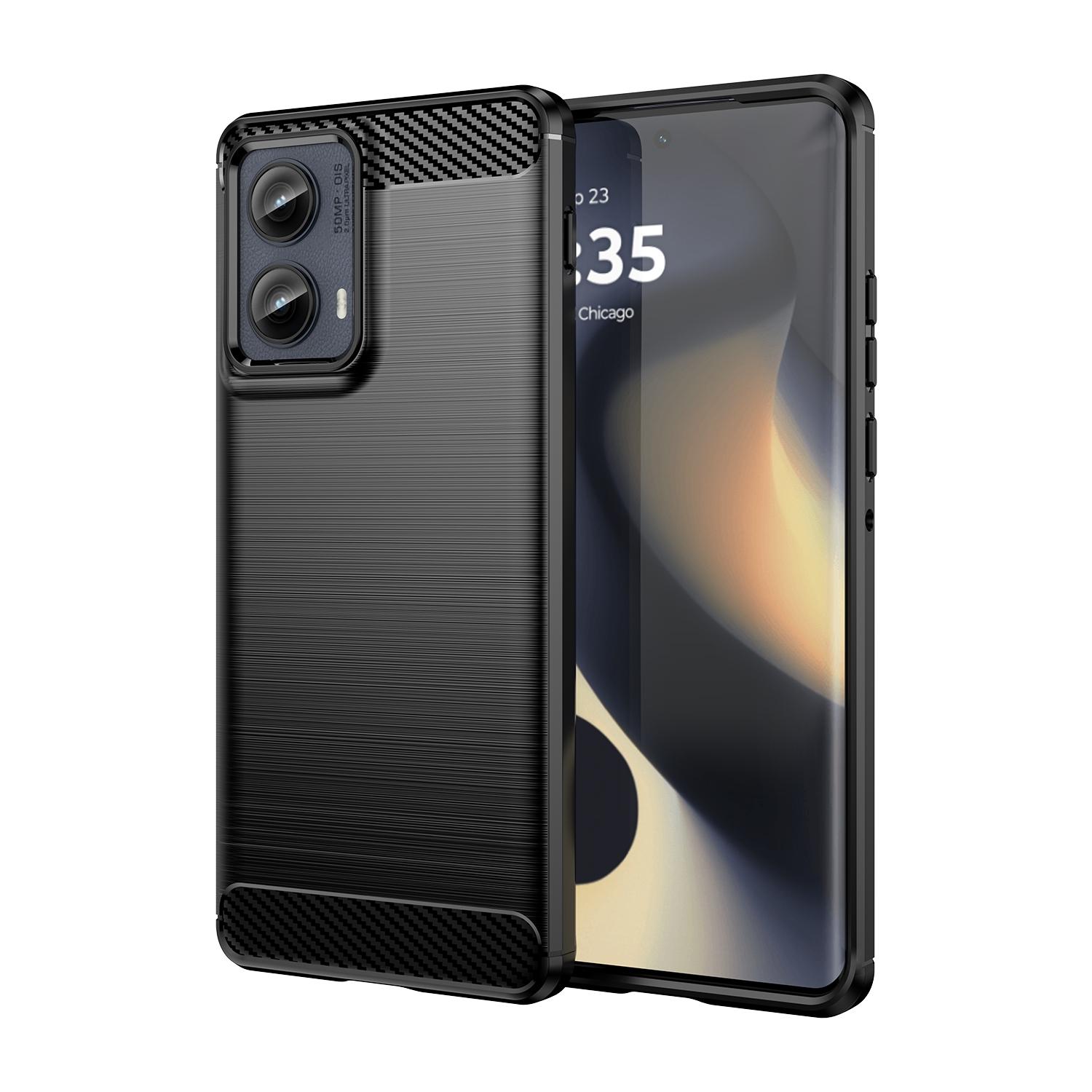 For Motorola Edge 2024 Carbon Fiber Brushed Texture TPU Phone CaseBlack For Motorola Moto S50 blue