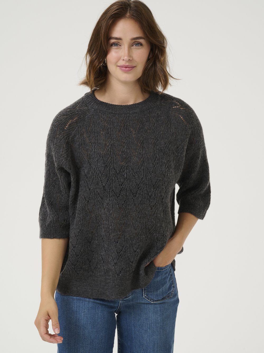 Kaffe Strickpullover KAtiana Damen anthrazit, M Image