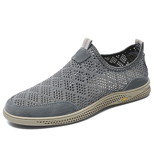 Beigefarbene Strick-Sneaker für Herren zum Hineinschlüpfen – leichte, atmungsaktive und bequeme Schuhe zum Laufen, lässige Low-Top-Sneaker für Alltag, Reisen, Pendeln und Freizeit. Image