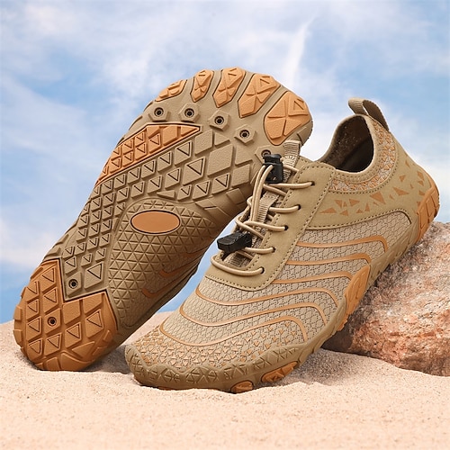 Beige Herren-Outdoor-Wasserschuhe, schnelltrocknend, barfuß, Trailrunning-Sneaker, atmungsaktiv, leicht, Wanderschuhe für Trekking, Strandspaziergänge, Camping und Abenteuerreisen Image