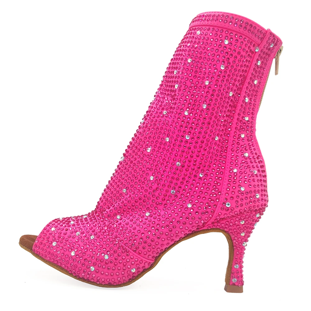 Frauen OEM Latin Dance Stiefel Strass Salsa Tango Tanz Schuhe Latin Salsa Tanz Schuhe Club Party Ballroom Dance Schuhe Booties