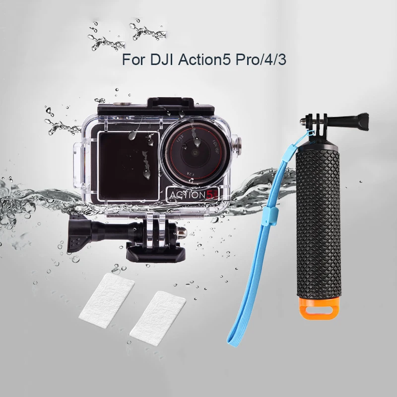 Wasserdichtes Gehäuse für DJI Action 5 Pro/4/3 Gehäuse Tauchschale Schwimmender Handgriff Selfie Stick Antibeschlag für Action 5 Pro Image