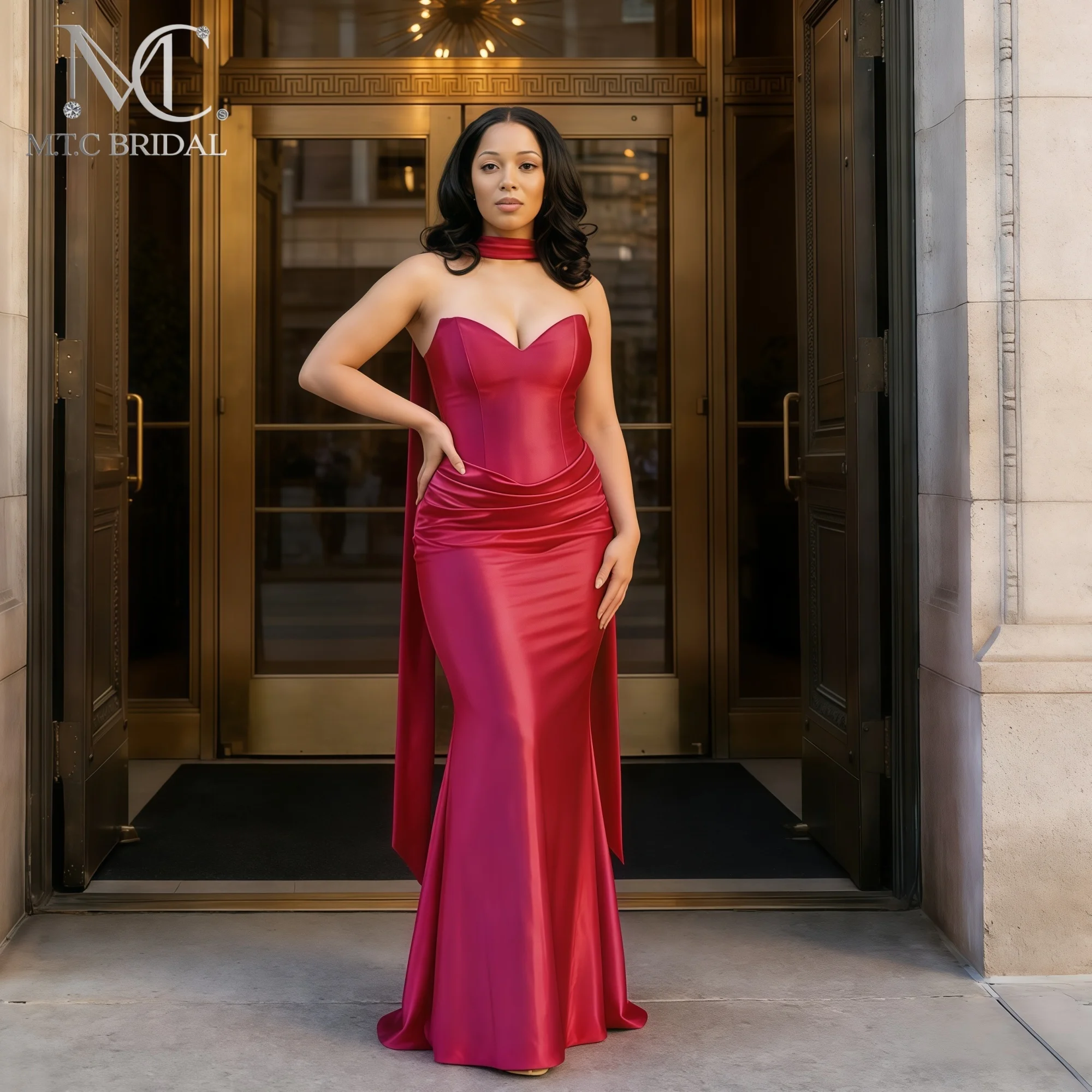 Sexy rote Brautjungfernkleider mit Herzausschnitt, bodenlang, 2026, lange Satin-Gästehochzeitskleider, Großhandel Robe De Soiree