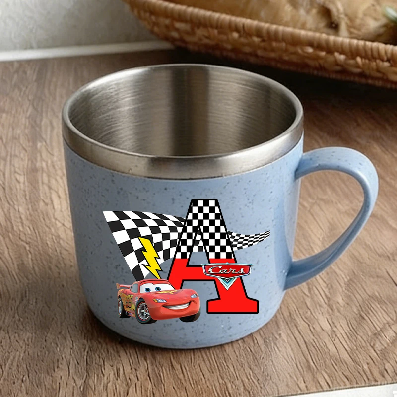 Lightning McQueen Edelstahl-Wasserbecher Cartoon Kaffee-Milch-Tassen Anime-Buchstaben Jungen Mädchen Zahnputzbecher Trinkbecher Geschenk Image