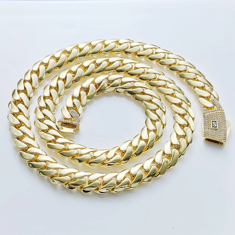 6/8/10/12/15/20mm Monaco Kubanische Kette Halskette Hip Hop 14k Vergoldung Kubanische Kette Armband Hip Hop Schmuck