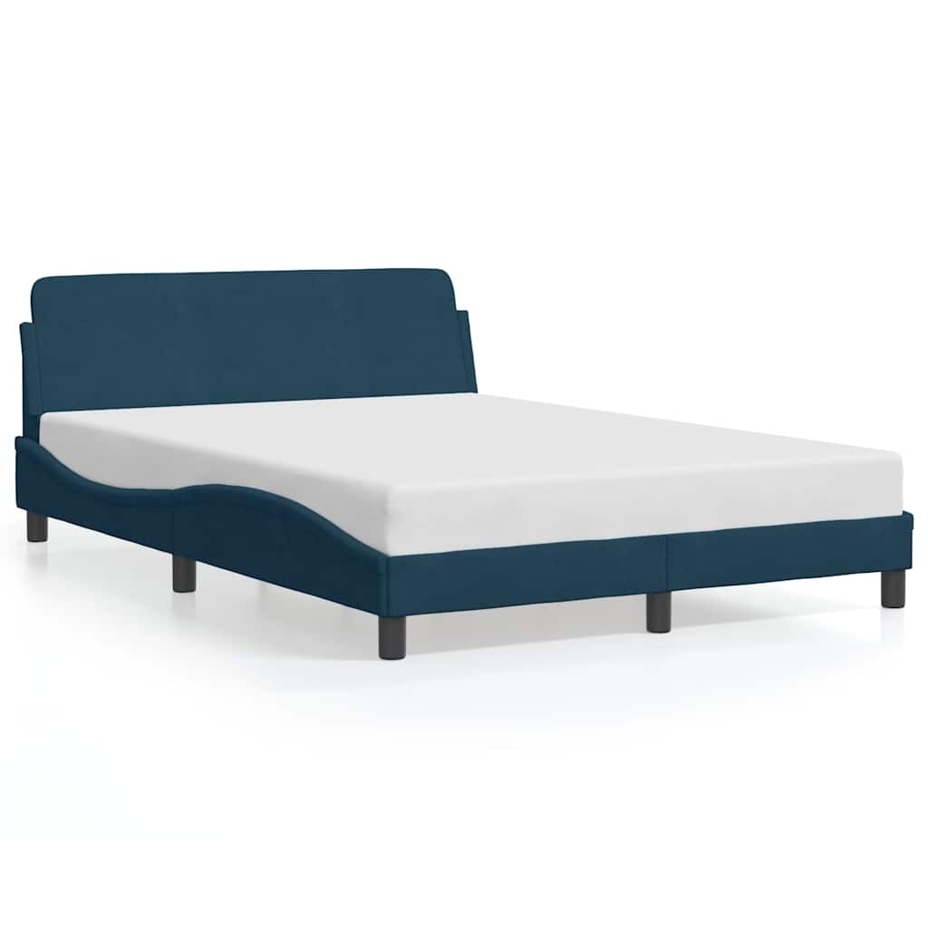vidaXL Bettgestell mit Kopfteil "Dover" Blau 120x200 cm Samt Image