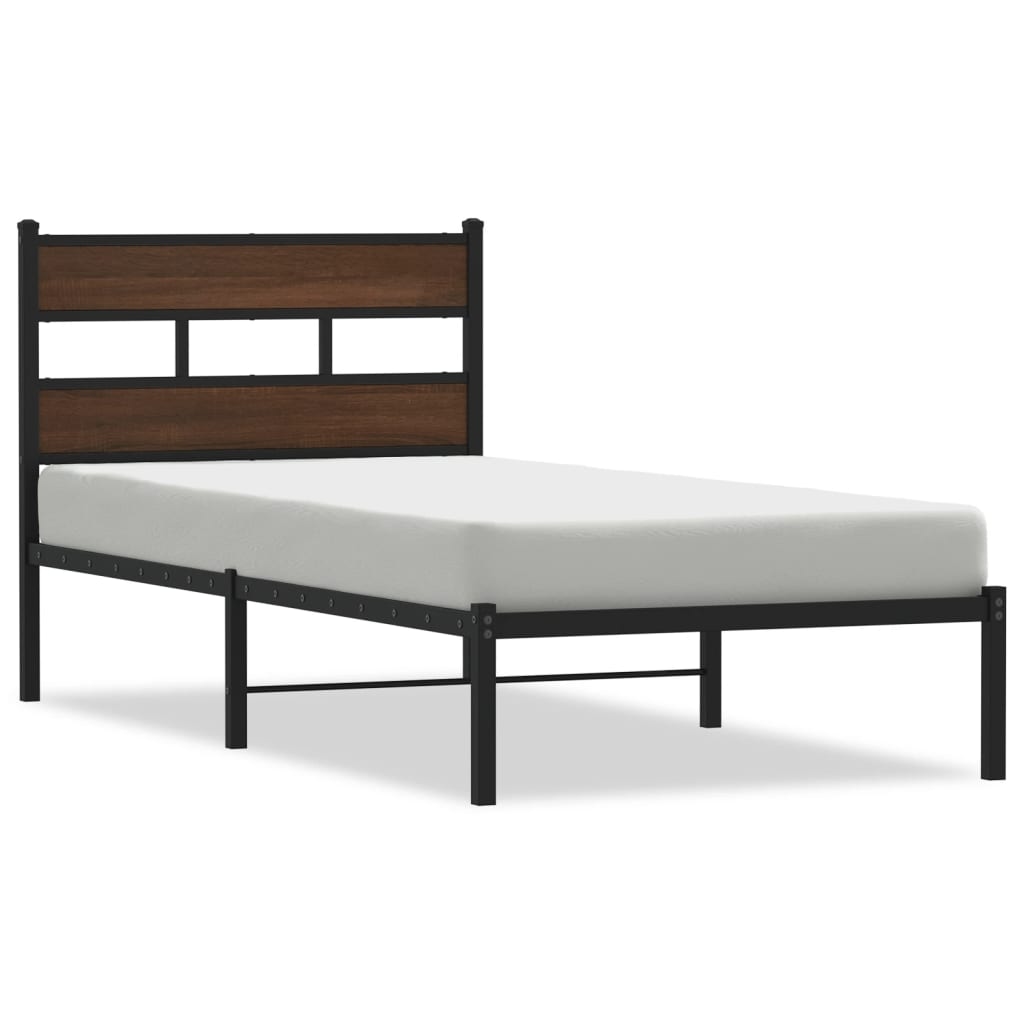 vidaXL Bettgestell ohne Matratze mit Kopfteil Braun Eiche 100x190 cm Image