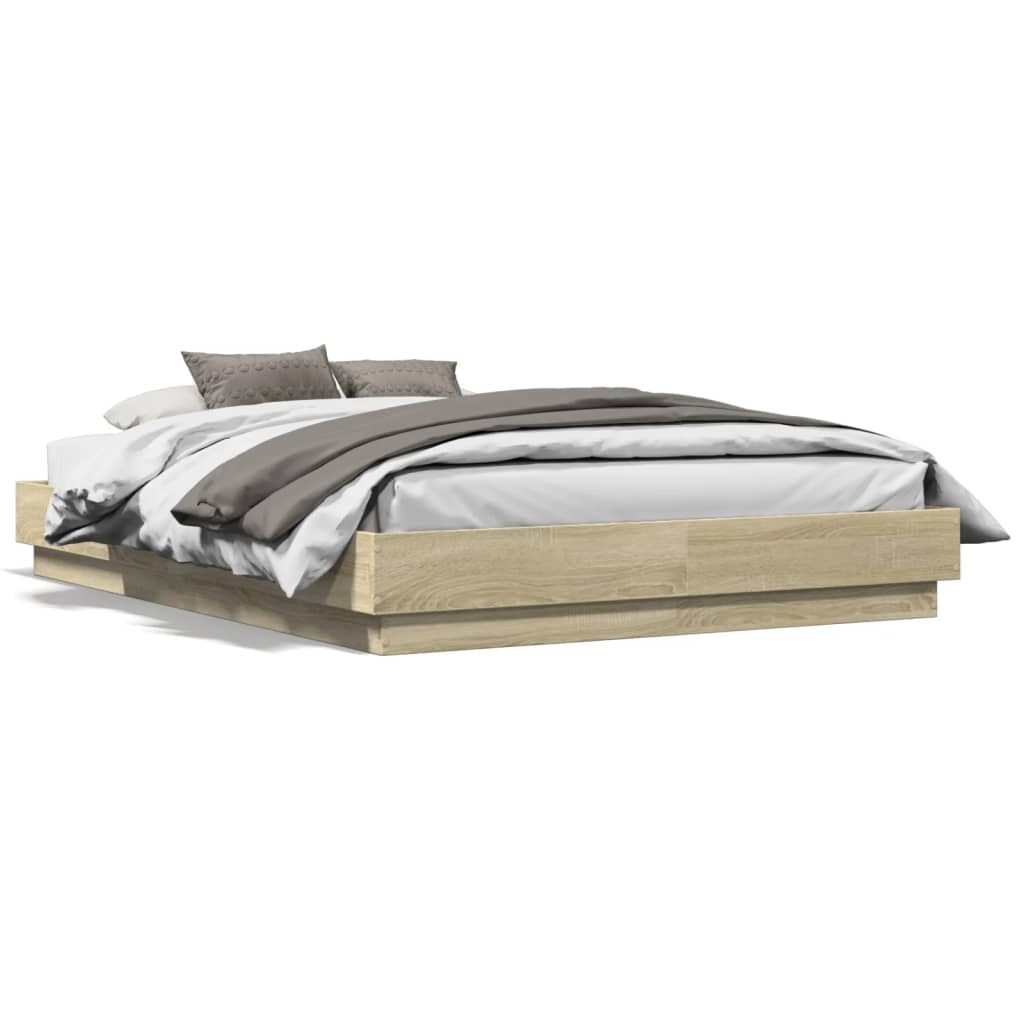vidaXL Bettgestell Sonoma-Eiche 120x190 cm Holzwerkstoff Image