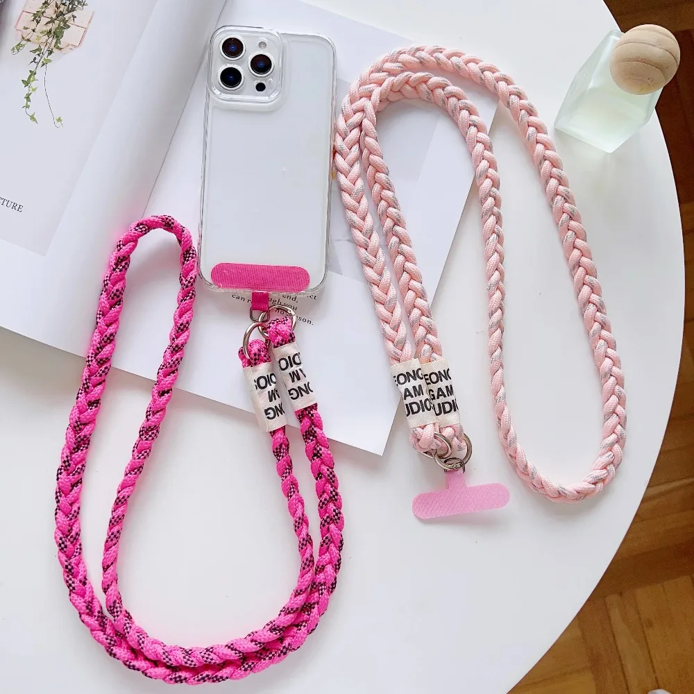 Modisches dreisträngiges geflochtenes Handy-Lanyard für iPhone 17 Pro Max 16 Pro, langes Umhängeschnur, Anti-Verlust-Telefonband für den Außenbereich Image