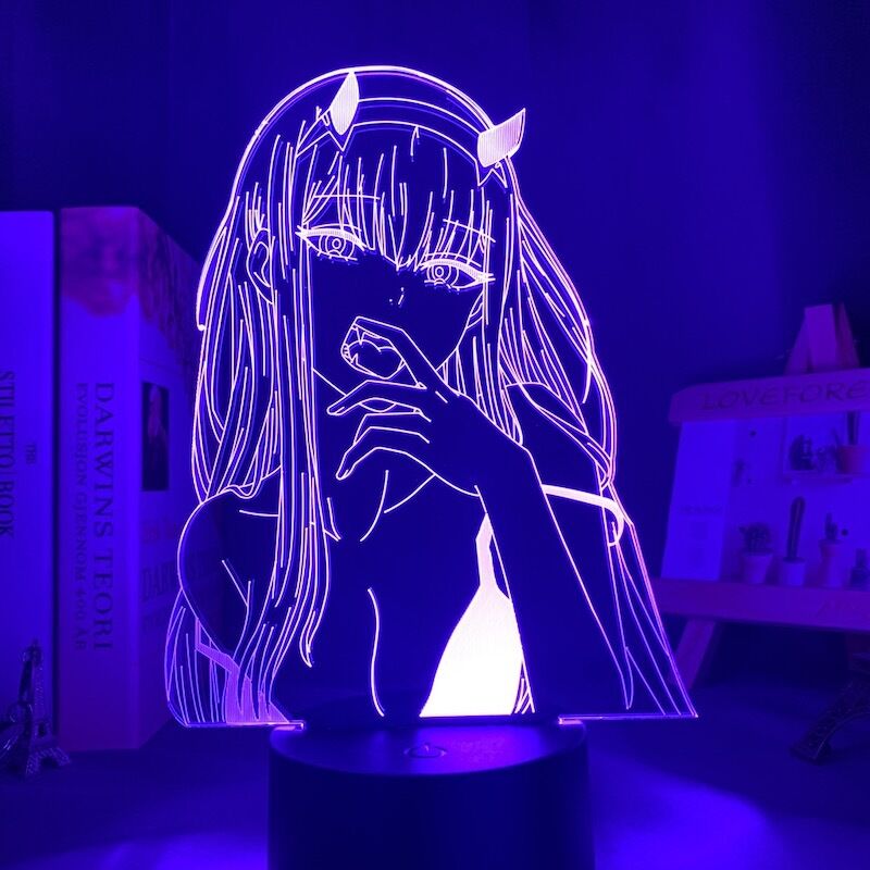 Minkurow Zero Two Figure Anime Lamp Nightlight Manga Led Nightlight Multicolor Change Usb Battery Table Lampara Kids Child Girls Room Decor Light Manga Toy (crocs)