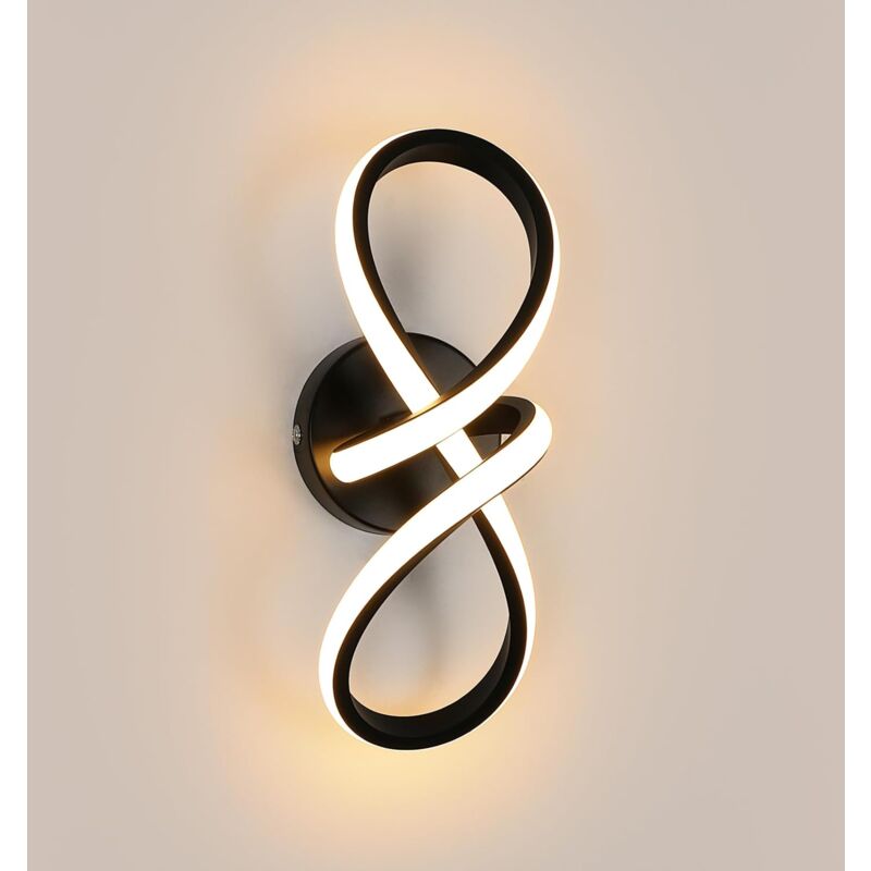 Comely Plafoniera Led Moderna, Luminaria A Soffitto Curva, Illuminazione Da Soffitto Per Salotto, Camera Da Letto, Cucina, Sala Da Pranzo - 20w - Nero - Luce Calda 3000k (l29w10)