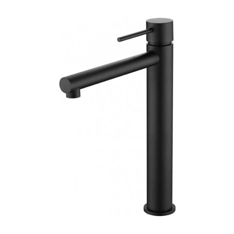 Mice Collection - Rubinetto Lavabo Con Bocca Alta - Rubinetto Da Bagno Monocomando Con Bocca Alta Da Piano Per Lavelli Colore Nero Opaco