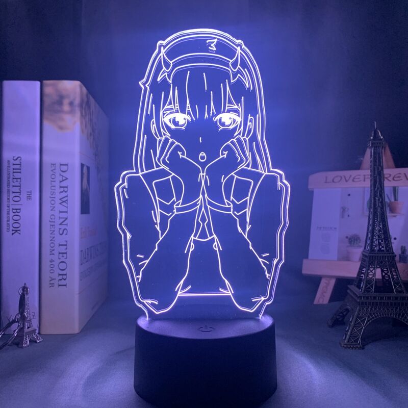 Minkurow Zero Two Figure Anime Lampada Night Light Manga Led Nightlight Multicolor Change Usb Battery Table Lampara Kids Child Girls Room Decor Light Manga Toy (face)