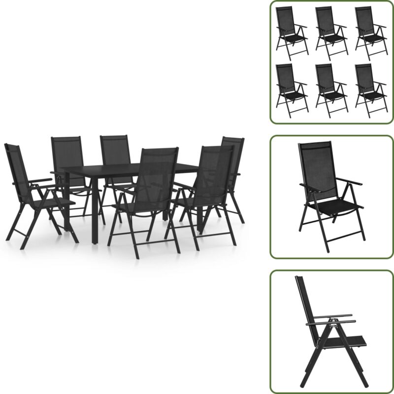 Set Da Pranzo Da Giardino - Vidaxl Set Mobili Da Pranzo Da Giardino 7 Pz In Alluminio Nero - Mobili In Alluminio