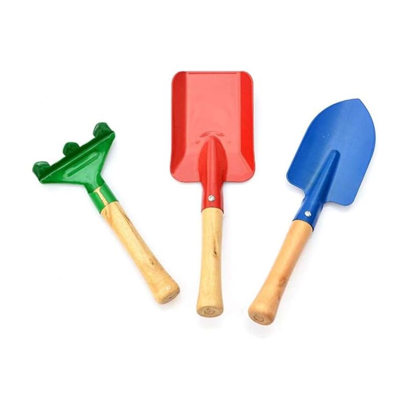 Minkurow 3 Pz Attrezzi Manuali Da Giardino Per Bambini, Mini Pala Per Piante Da Giardino Con Manico In Legno, Pala Sicura Con Piccola Pala Rastrello E Cazzuola Giocattolo Da Giardino (adatto Per I Più