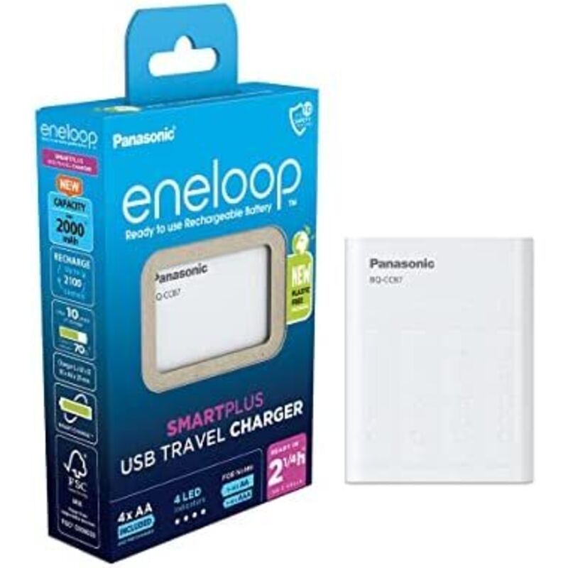 Panasonic - Bq-cc87 +4x Eneloop Aa Caricabatterie Universale Nimh Ministilo (aaa), Stilo (aa)