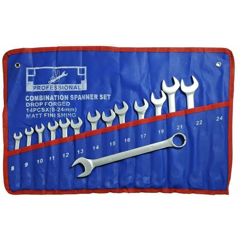 Topolenashop - Set 14 Chiavi Combinate A Forchetta A Stella Poligonali Fisse In Acciaio 8-24mm