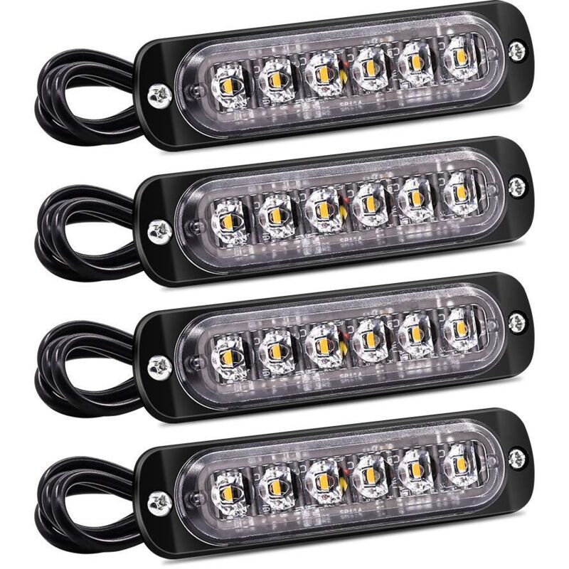 4 Luci Di Posizione Laterali Stroboscopiche, Barra Luminosa Di Emergenza A 6 Led, Lampeggiante Di Emergenza Ambra, Luci Lampeggianti Di Emergenza, Impermeabili 12v 24v Universali Per Auto E Camion