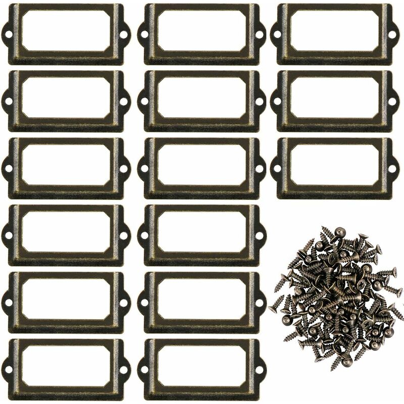 30 Pezzi Porta Etichette In Metallo Per Mobili, Cassetti, Armadietti, Targhette Con Viti Per Scrivania, Libreria, Scaffale, Bronzo M 70 X 33 Mm