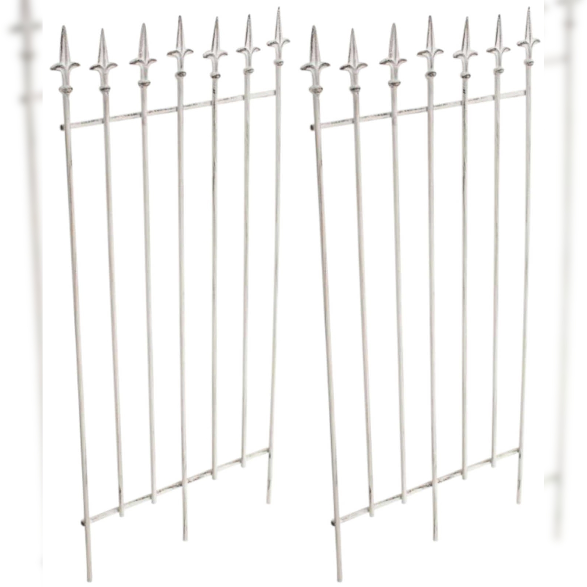 Décoshop26 - Set mit 2 Rankhilfen für Kletterpflanzen Gartendekoration aus gealtertem weißem Metall 10_0003830 Image