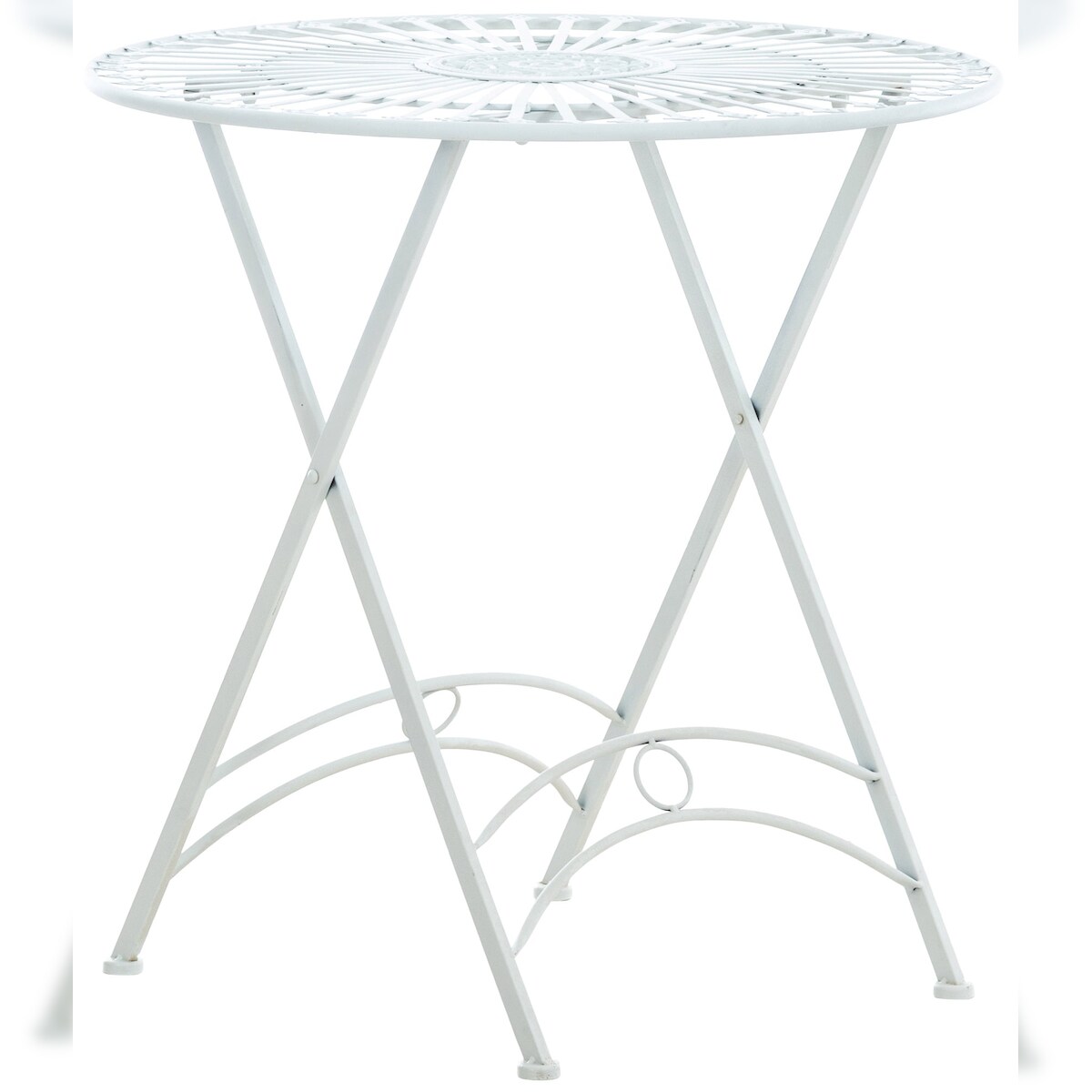 Décoshop26 - Metall-Gartentisch Ø 71 cm rustikaler Stil weiß MDJ10218 Image