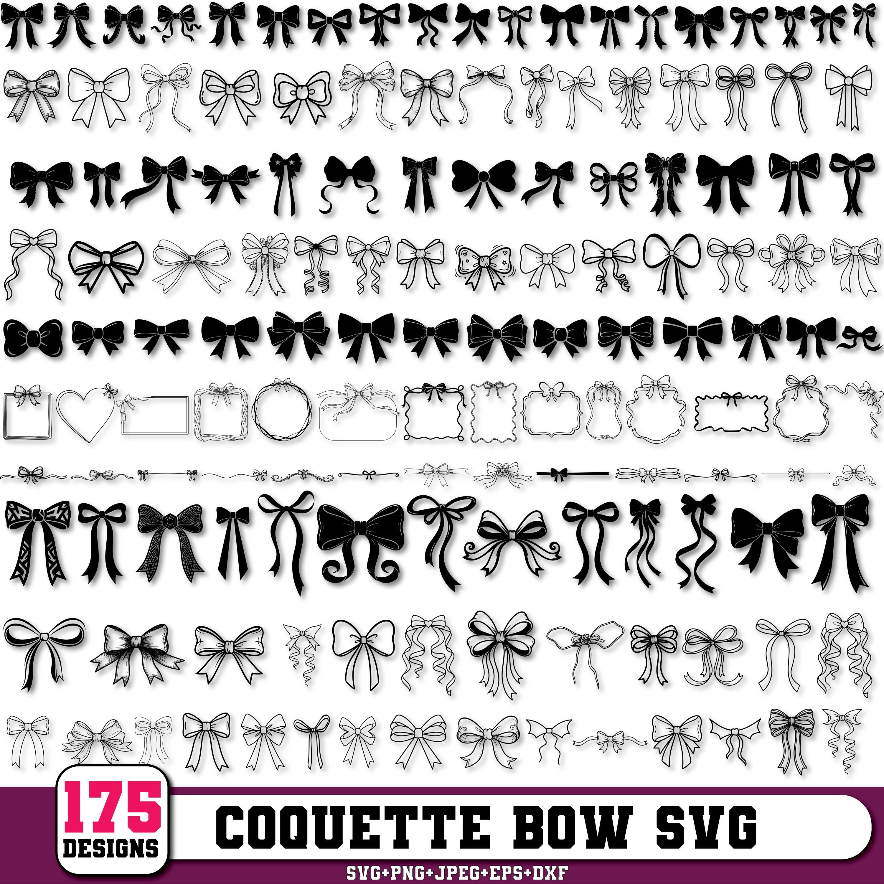Coquette Bow Svg, Fiocco svg, Fiocco a nastro svg, Cravatta a fiocco Svg, Fiocco rosa per capelli Svg, Fiocco per capelli, Nastro rosa da ragazza Svg,