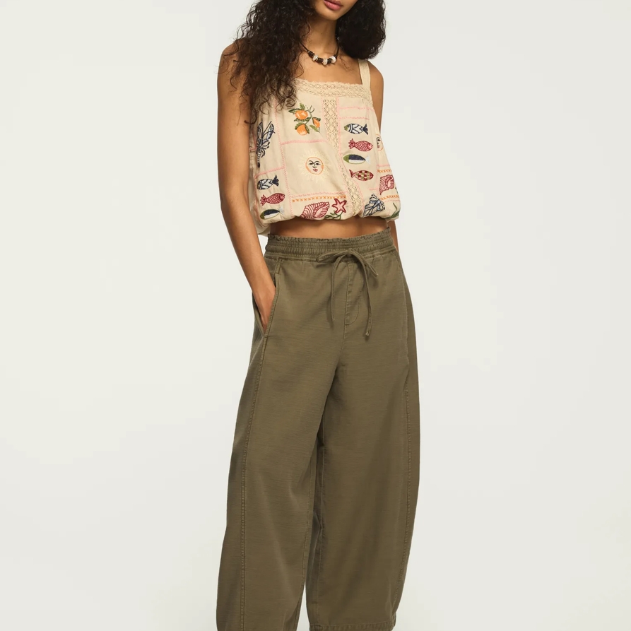 Lucky Brand Drawstring Balloon Pant - Women's Pants in Dusty Olive, Size M
