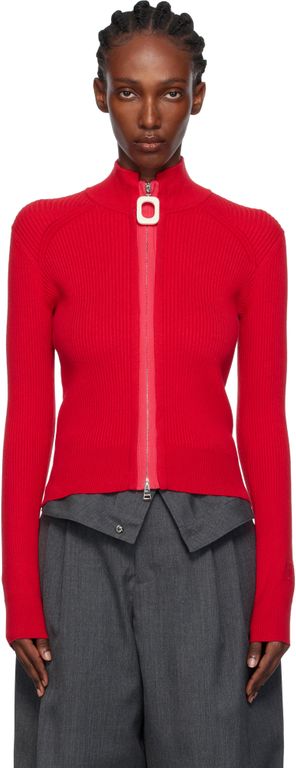 Fitted Zip Up Sweater - Red - J.W. Anderson Knitwear