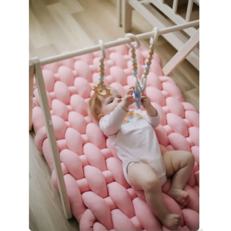 Geflochtene Plüschmatte für Babys – weiche, waschbare Spielmatte, geflochtener Teppich für Kinderzimmer, Dusche, Geschenk, großes Bodenkissen für Kinder Image