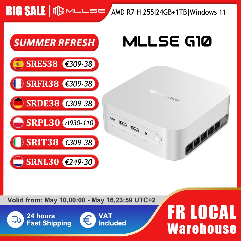 Mllse G10 Mini-PC Neuer AMD Ryzen 7 H 255 24GB DDR5 RAM 1TB SSD Wi-Fi 6 BT5.2 USB4.0 Windows 11 Pro Gaming Desktop Mini-Computer Image