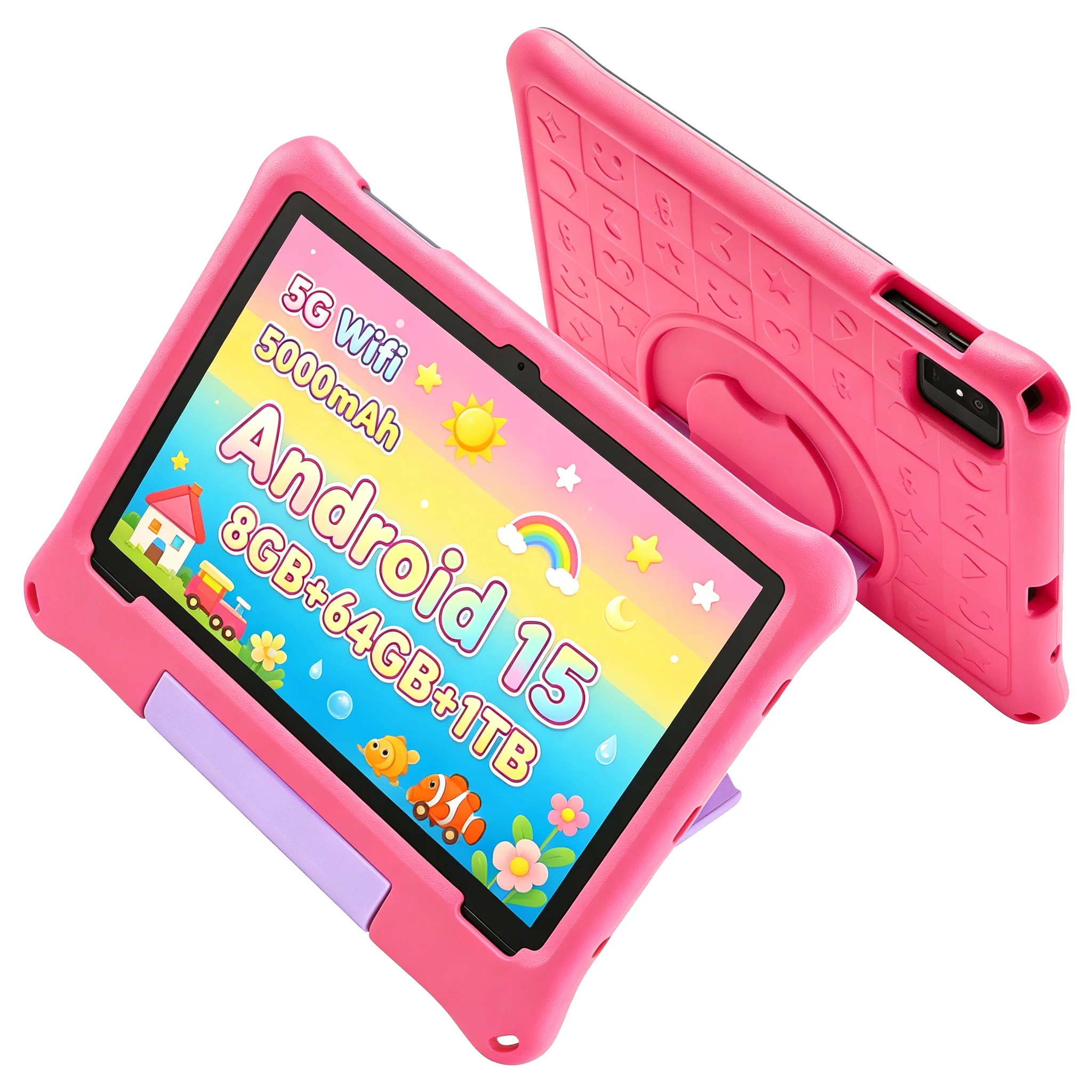ANRY Android 15 Tablet 10,1 Zoll Octa-Core 8GB RAM 64GB ROM 2,4G/5G WLAN Bluetooth Lern-Tablet für Schüler und Kinder Image