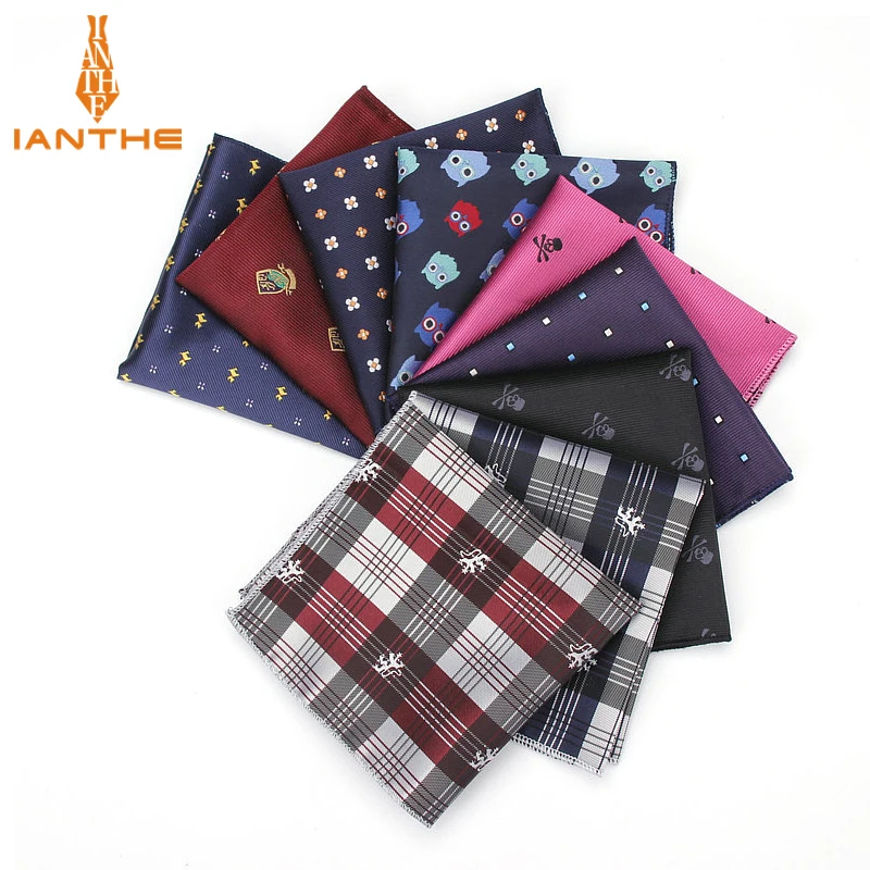 Luxus herren Taschentuch Schädel Plaid Wowen Jacquard Taschentücher Polyester Hanky Business Vintage Tasche Platz Brust Handtuch 23*23 CM