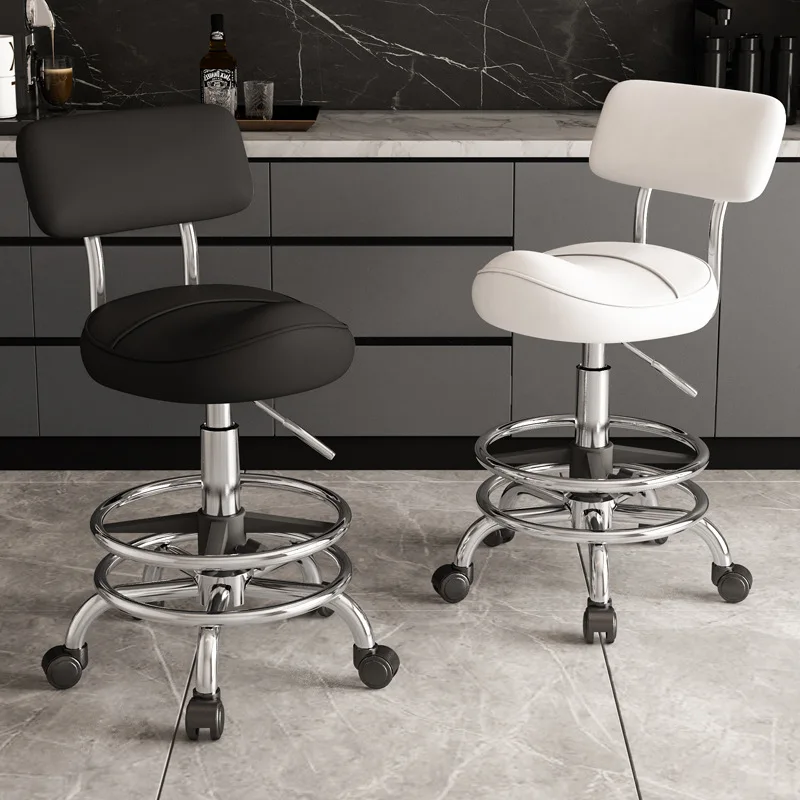 Höhenverstellbarer Drehbarer Barhocker Mehrzweck-Küchenhocker Empfangsstuhl Friseurstuhl Ergonomischer Rollstuhl mit Rückenlehne Image