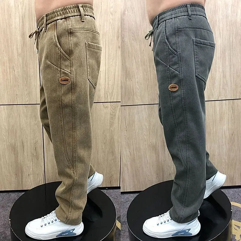 Herbst Hosen Herren Jeans Herren Hosen Lose Vielseitig Herbst Winter High-taille Mittleren Alters Stretch Harem Hosen Image